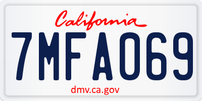 CA license plate 7MFA069