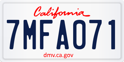 CA license plate 7MFA071