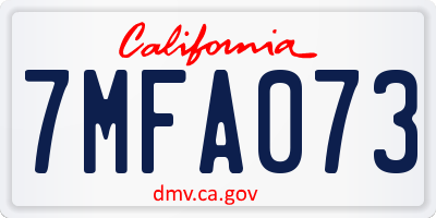 CA license plate 7MFA073