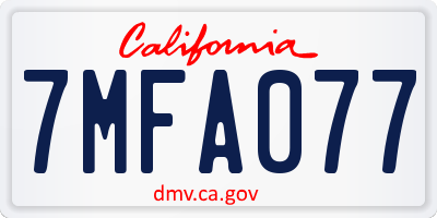 CA license plate 7MFA077
