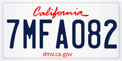 CA license plate 7MFA082