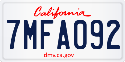 CA license plate 7MFA092