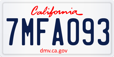 CA license plate 7MFA093