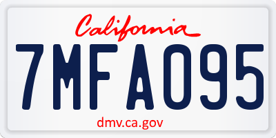 CA license plate 7MFA095