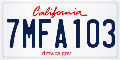 CA license plate 7MFA103