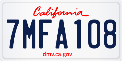 CA license plate 7MFA108
