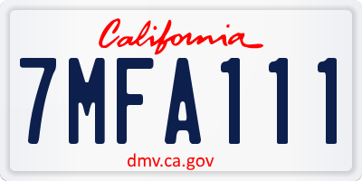 CA license plate 7MFA111