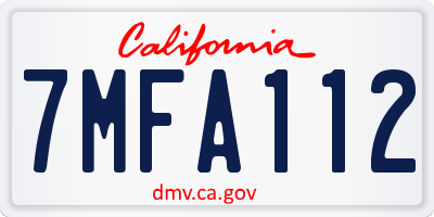 CA license plate 7MFA112