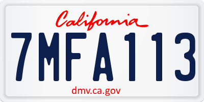 CA license plate 7MFA113