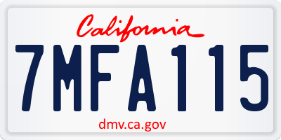 CA license plate 7MFA115