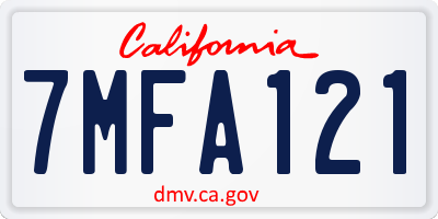 CA license plate 7MFA121