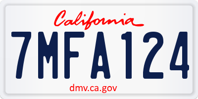 CA license plate 7MFA124