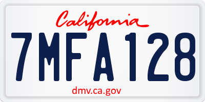CA license plate 7MFA128