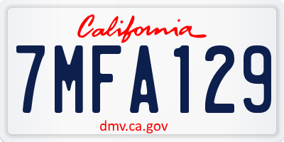 CA license plate 7MFA129