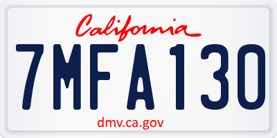 CA license plate 7MFA130