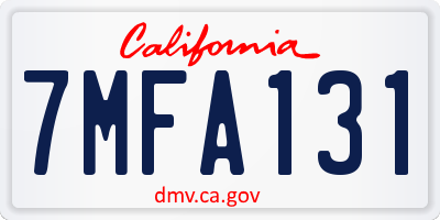 CA license plate 7MFA131