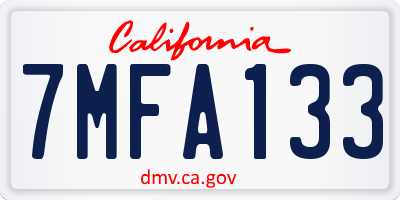 CA license plate 7MFA133