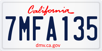 CA license plate 7MFA135