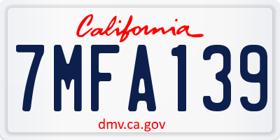 CA license plate 7MFA139