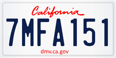 CA license plate 7MFA151