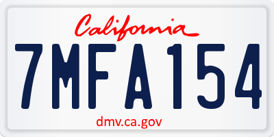 CA license plate 7MFA154
