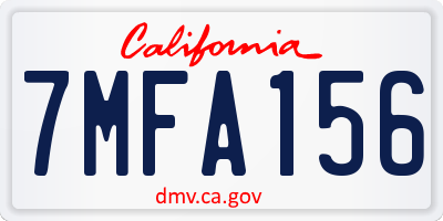 CA license plate 7MFA156