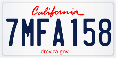CA license plate 7MFA158
