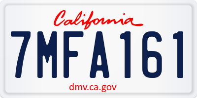 CA license plate 7MFA161