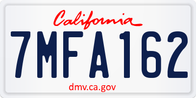 CA license plate 7MFA162