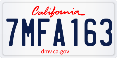 CA license plate 7MFA163