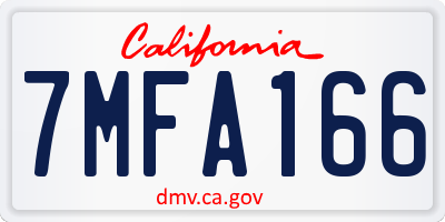 CA license plate 7MFA166