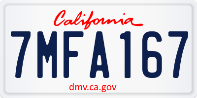 CA license plate 7MFA167