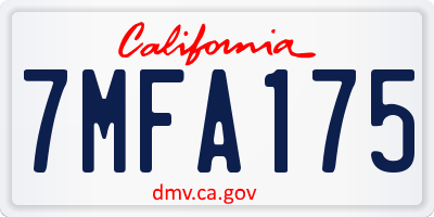 CA license plate 7MFA175