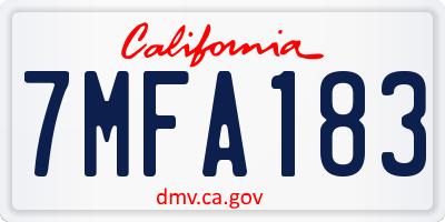 CA license plate 7MFA183