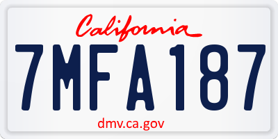 CA license plate 7MFA187