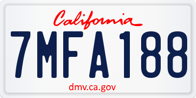 CA license plate 7MFA188