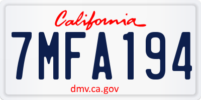 CA license plate 7MFA194