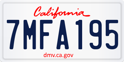 CA license plate 7MFA195