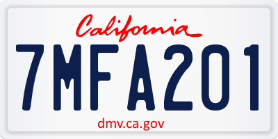 CA license plate 7MFA201