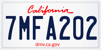 CA license plate 7MFA202