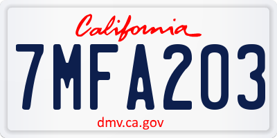 CA license plate 7MFA203