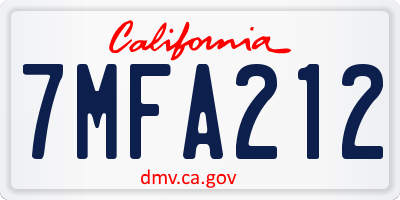 CA license plate 7MFA212