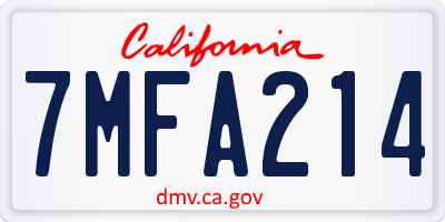 CA license plate 7MFA214