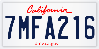 CA license plate 7MFA216