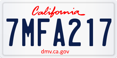 CA license plate 7MFA217