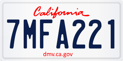 CA license plate 7MFA221