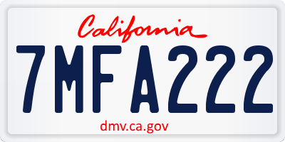 CA license plate 7MFA222