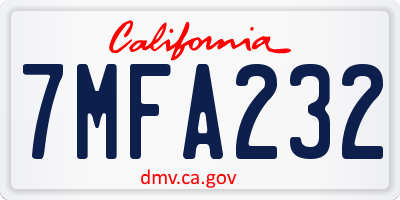 CA license plate 7MFA232