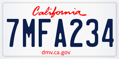 CA license plate 7MFA234