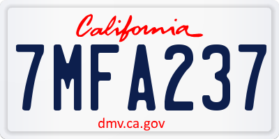 CA license plate 7MFA237